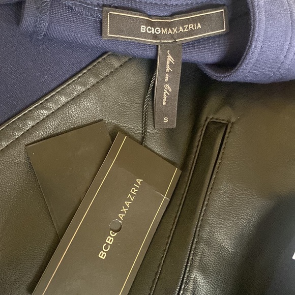 BCBG Maxazria Chrissie Pleather-Blocked Dress - Picture 10 of 14